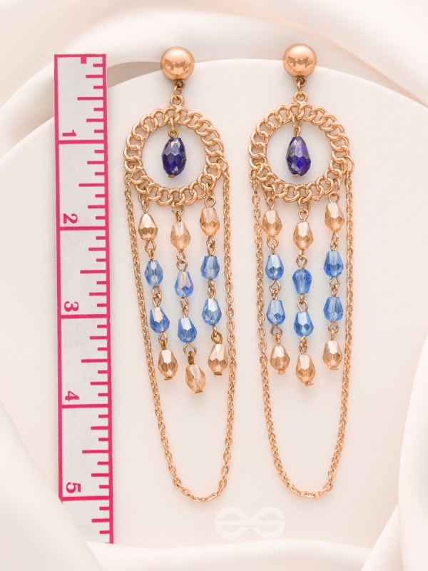 The Sapphire Rain- Golden Embellished Earrings