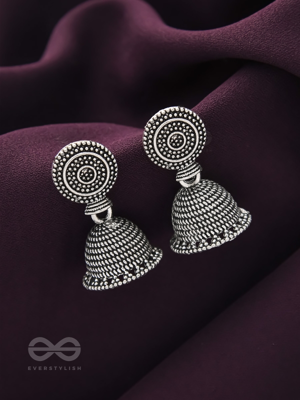 The Spotted Sun- Oxidised Jhumka Earrings