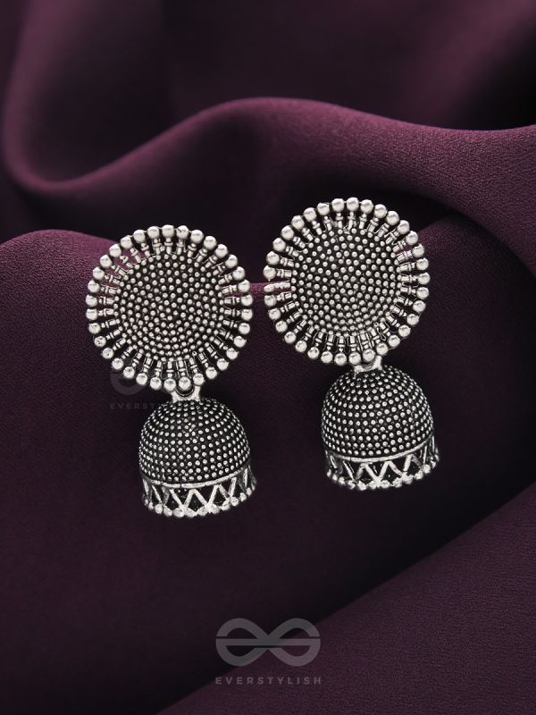 The Blazing Sunbeams- Oxidised Jhumka Earrings