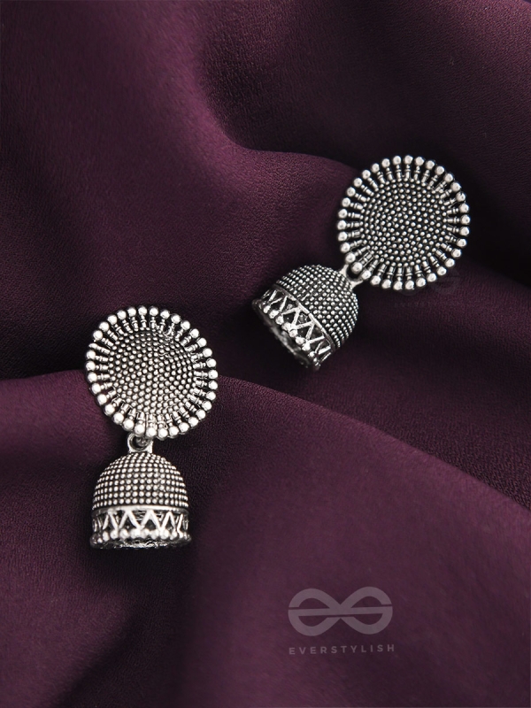 The Blazing Sunbeams- Oxidised Jhumka Earrings