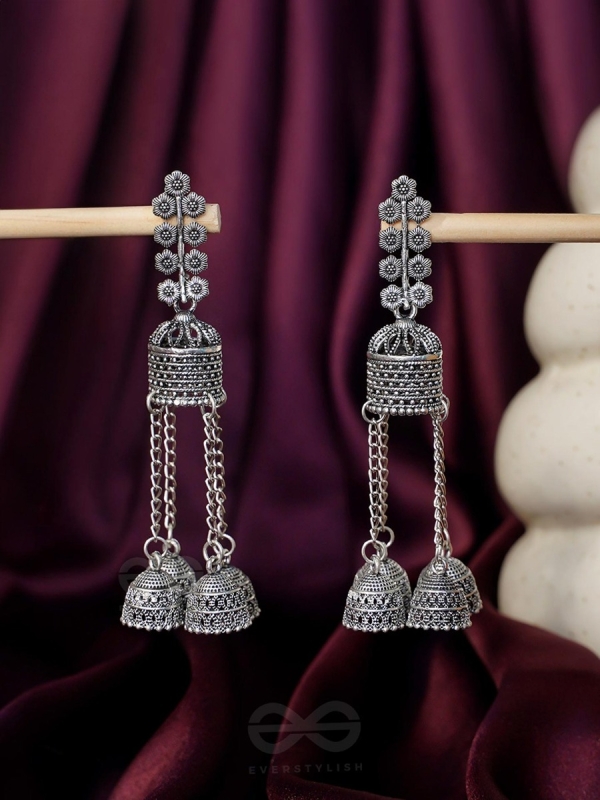 The Temple BellsOxidised Jhumka Earrings