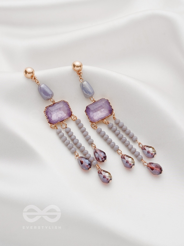 The Wine Drizzle- Golden Embellished Earrings