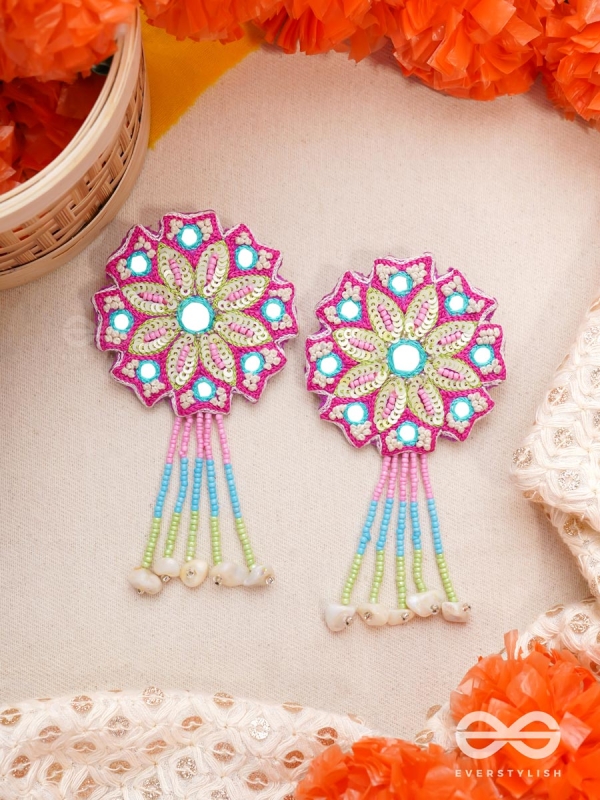 Vyoman- The Skies- Mirror, Resham and Sequins Embroidered Earrings 