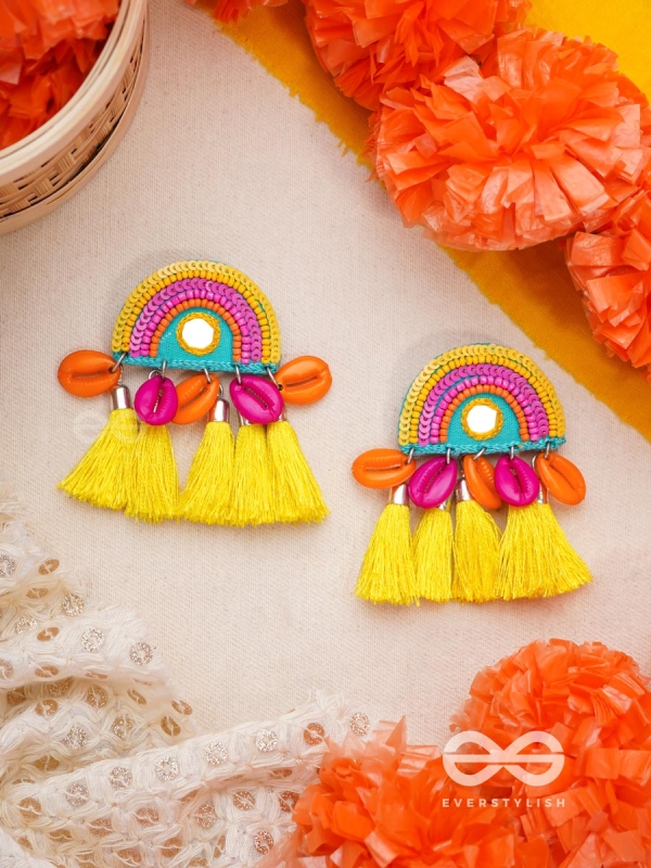 Inodaya- The Alluring Sunrise- Resham and Sequins Embroidered Earrings