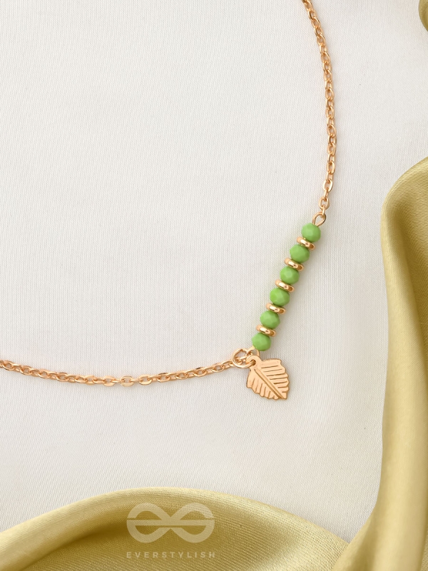 The Fig Leaf- Golden Embellished Necklace With Anti-Tarnish Coating 