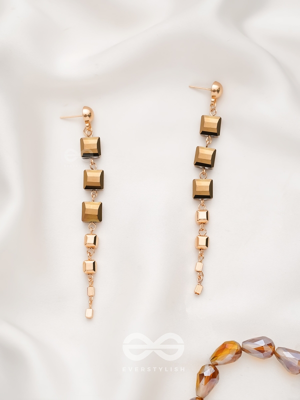 The Party Piece- Golden Embellished Earrings