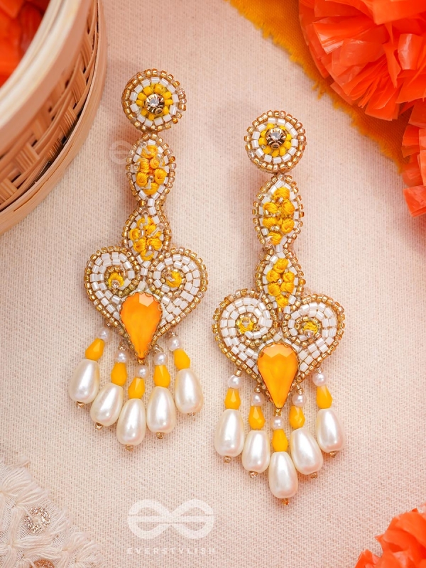 Aatapya- The Glorious Sunshine- Pearls and Stones Embroidered Earrings