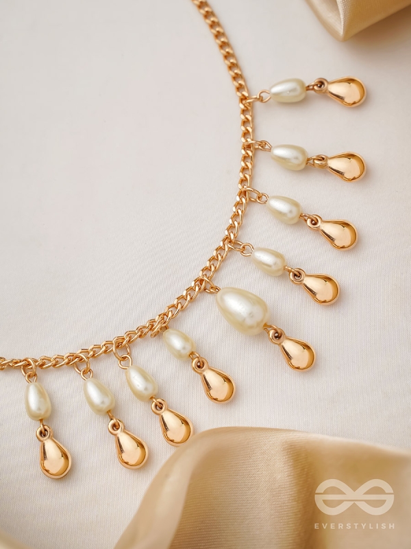 The Rainmaker- Golden Embellished Necklace With Anti-Tarnish Coating 