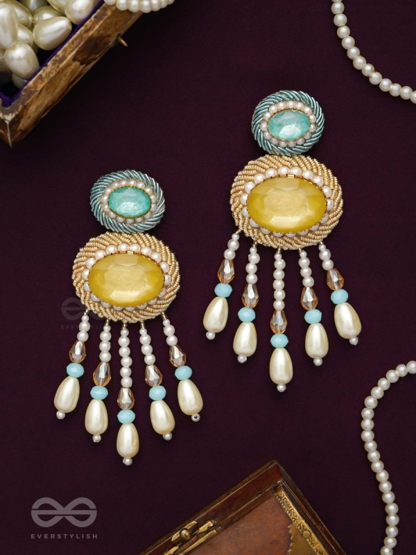 Ilvaka- The Celestial Enigma- Pearls and Stones Embroidered Earrings