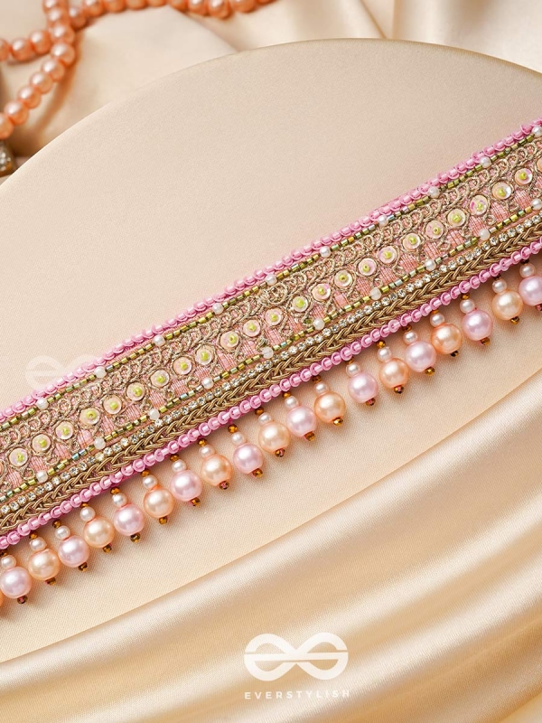 Architam- Beautifuly Decorated- Pearls, Lace and Sequins Embroidered Choker Necklace