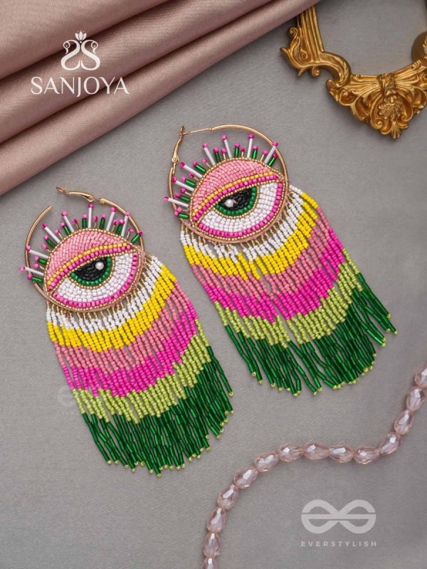 Preetimaya- Tears of Joy- Beads and Cutdana Embroidered Statement Earrings