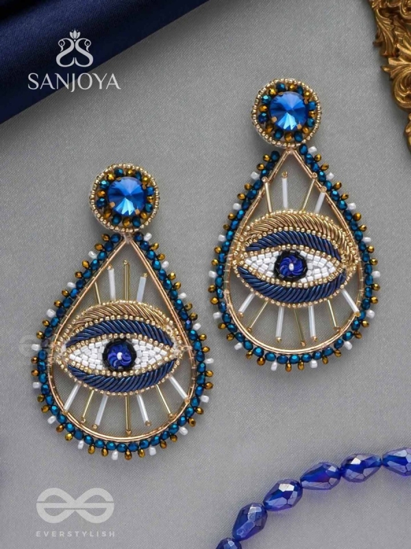 Tabhyam- The Beautiful Eyes- Stones, Sequins and Glass Beads Embroidered Statement Earrings