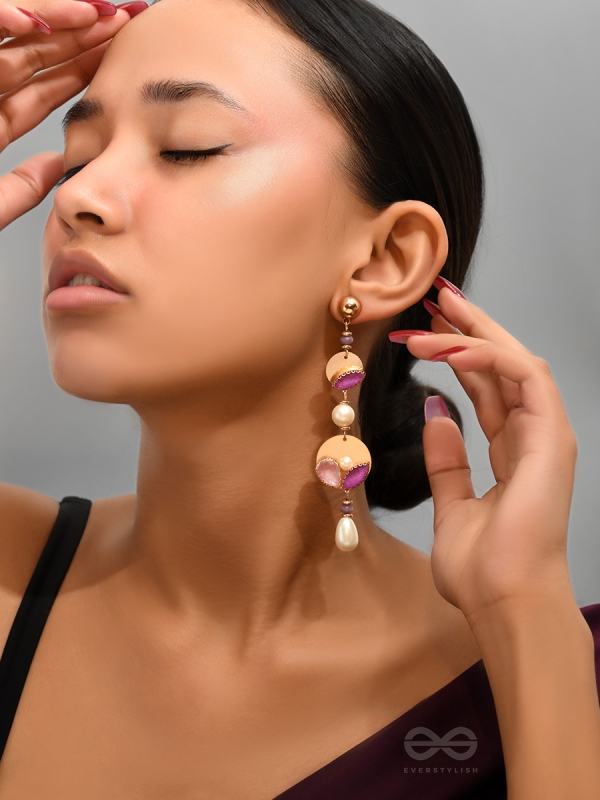 The Sun Mask- Golden Embellished Earrings