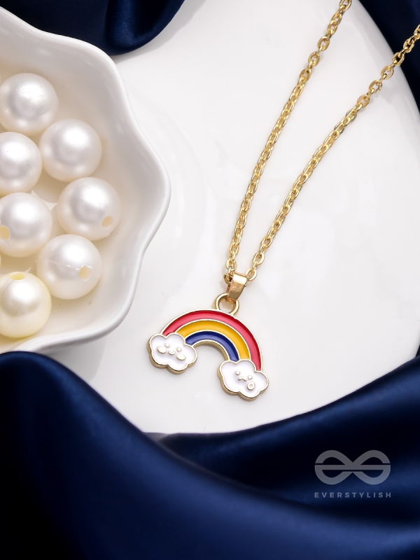 The Rainbow Colors- Golden Embellished Necklace With Anti-Tarnish Coating