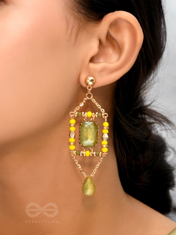 The Mirror Trap- Golden Embellished Earrings