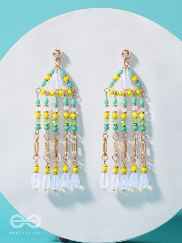 The Gushing Waterfall- Golden Embellished Earrings