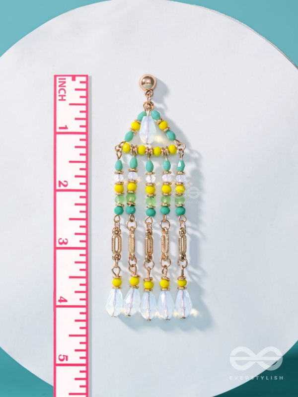 The Gushing Waterfall- Golden Embellished Earrings