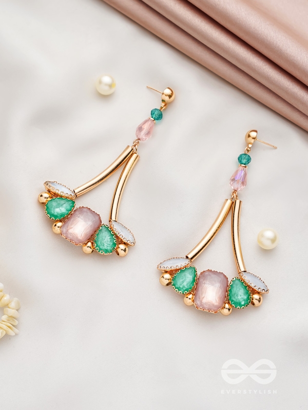 The Drooping Floret- Golden Embellished Earrings