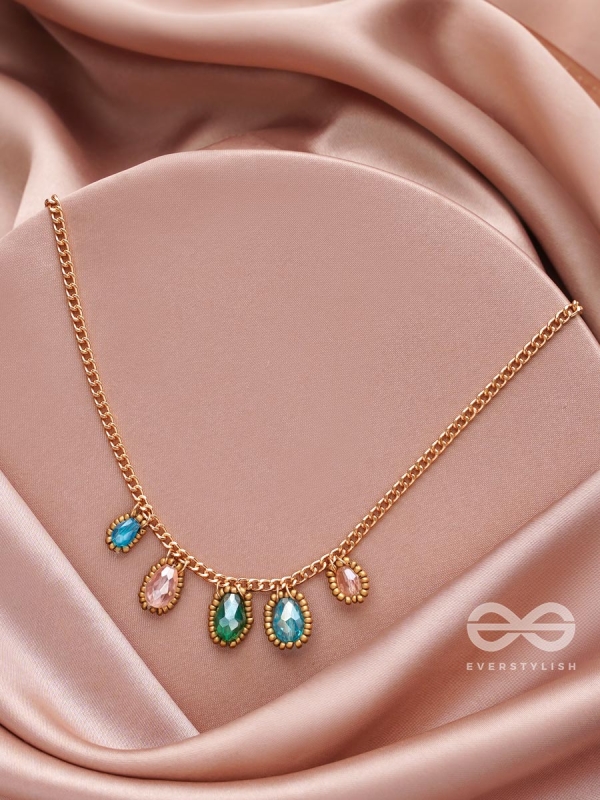 The Shining Stars- Golden Embellished Necklace With Anti-Tarnish Coating 