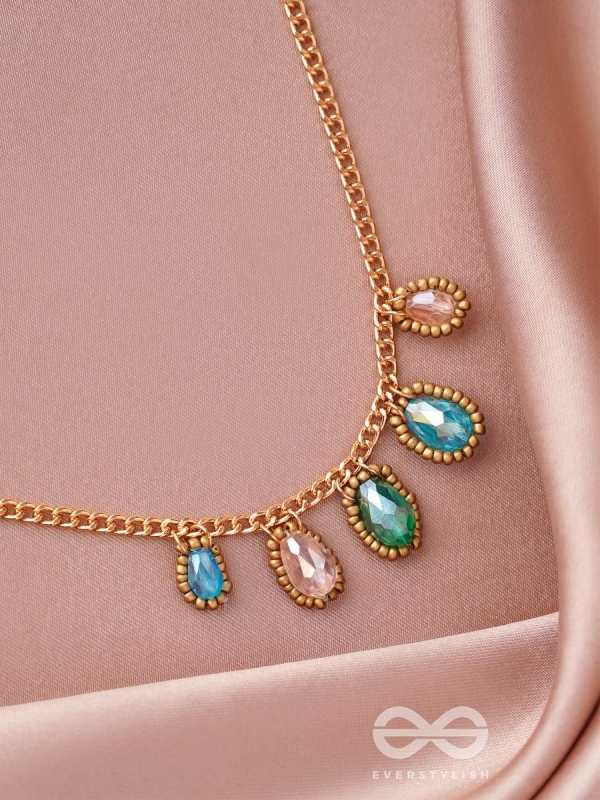 The Shining Stars- Golden Embellished Necklace With Anti-Tarnish Coating 