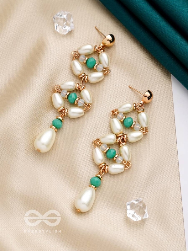 The White Willow- Golden Embellished Pearl Earrings