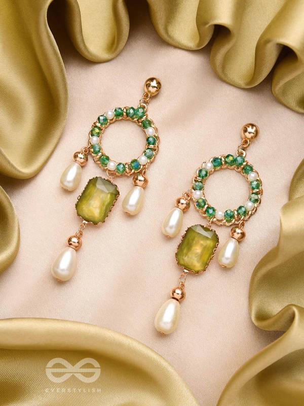 The Jade Mirror- Golden Pearl Earrings