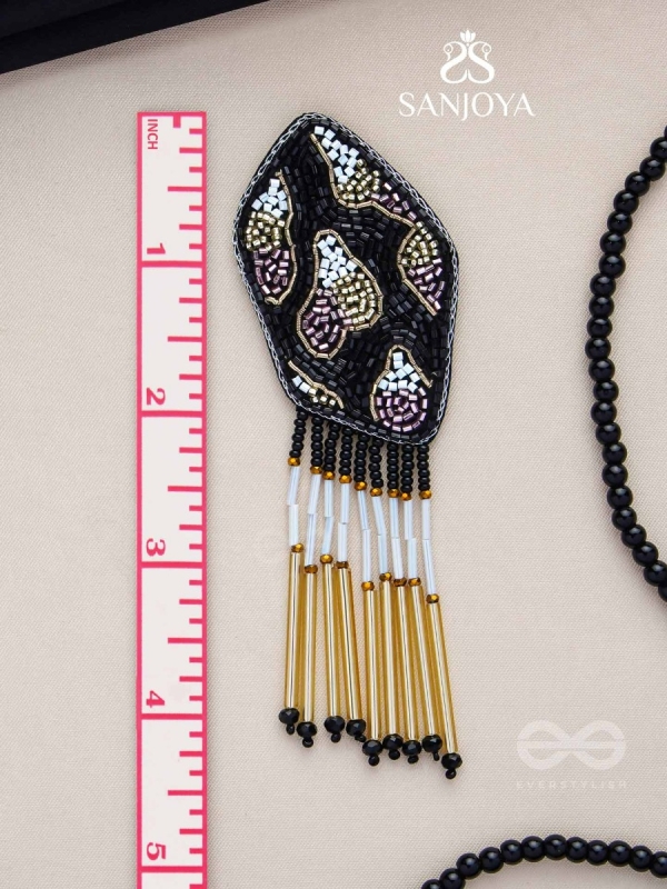 Dhyama - The Black Beauty - Cutdana And Beads Hand Embroidered Earrings