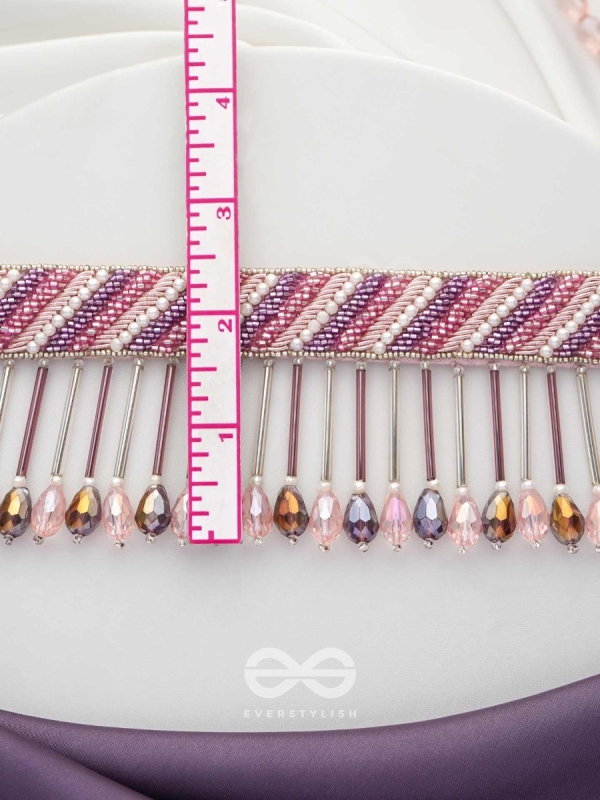 Plaksha - The Tulip Garden - Beads, Cutdana And Glass Drops Hand Embroidered Choker Neckpiece