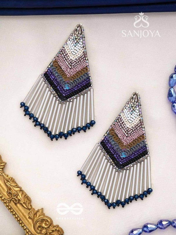 Akshaja- The Shimmering Diamond- Sequins and Glass Beads Embroidered Earrings