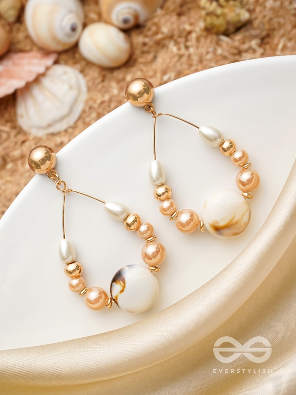 The 'Sea'nic Beauty - Golden Embellished Earrings