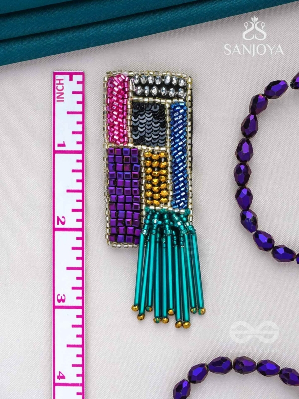 Srava- The Vibrant Waterfall- Beads and Bugle Glass Pipes Embroidered Earrings