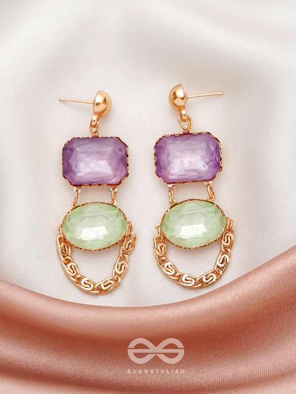 The Sapphire Castle- Golden Embellished Earrings