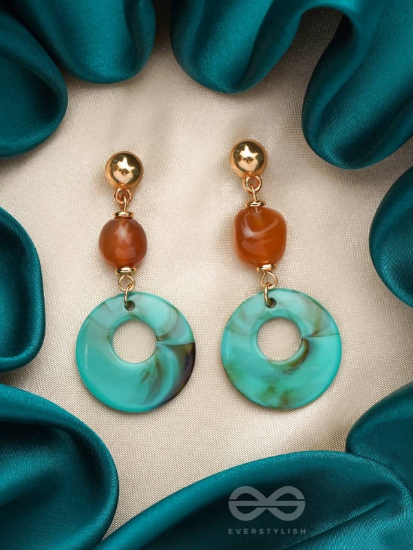 Drop in the Ocean- Golden Embellished Earrings