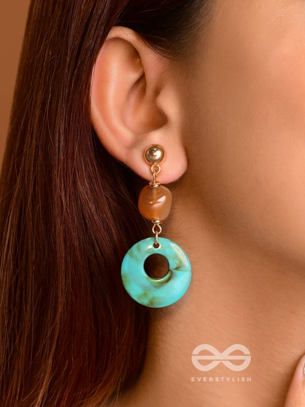 Drop in the Ocean- Golden Embellished Earrings