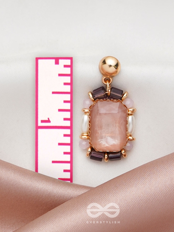 The Pink Peony- Golden Embellished Earrings