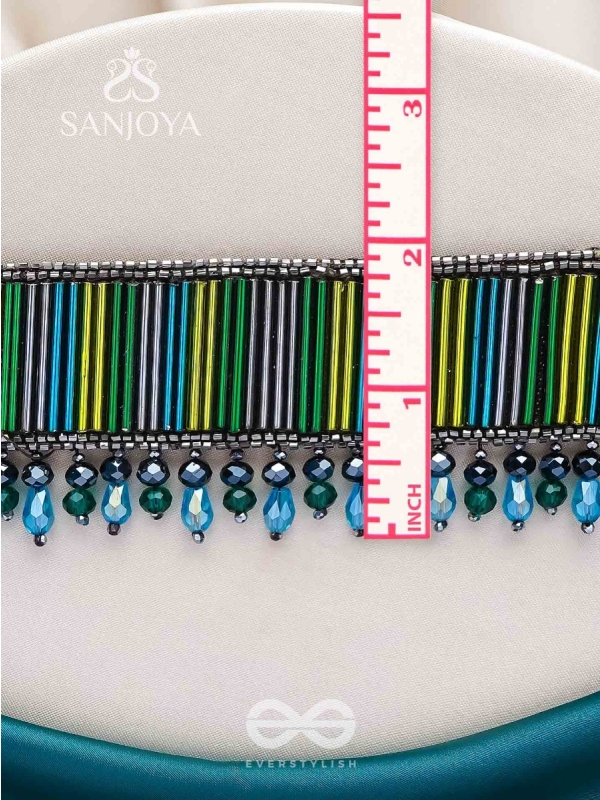 Vapraa- The Flower Bed- Glass Beads & Glass Drops Embroidered Choker Necklace