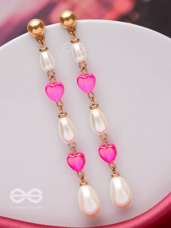 The Love Language- Golden & Pink Pearl Earrings