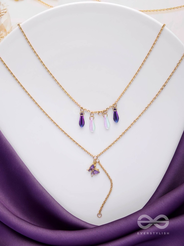 Butterfly N Blooms- Golden Layered Necklace With Anti-Tarnish Coating 