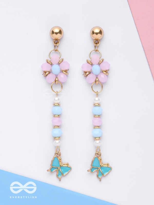 The Hovering Butterfly - Golden Embellished Earrings