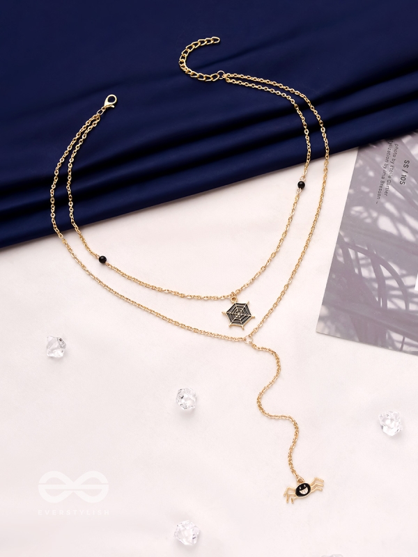The Bewitching Spider- Golden Layered Spider Necklace With Anti-Tarnish Coating 