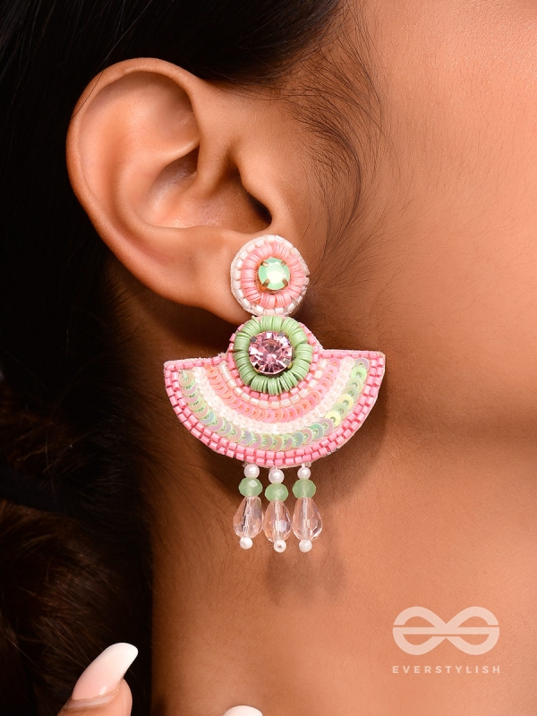 Yaamira- The Marvellous Moon- Stones & Sequins Embroidered Earrings
