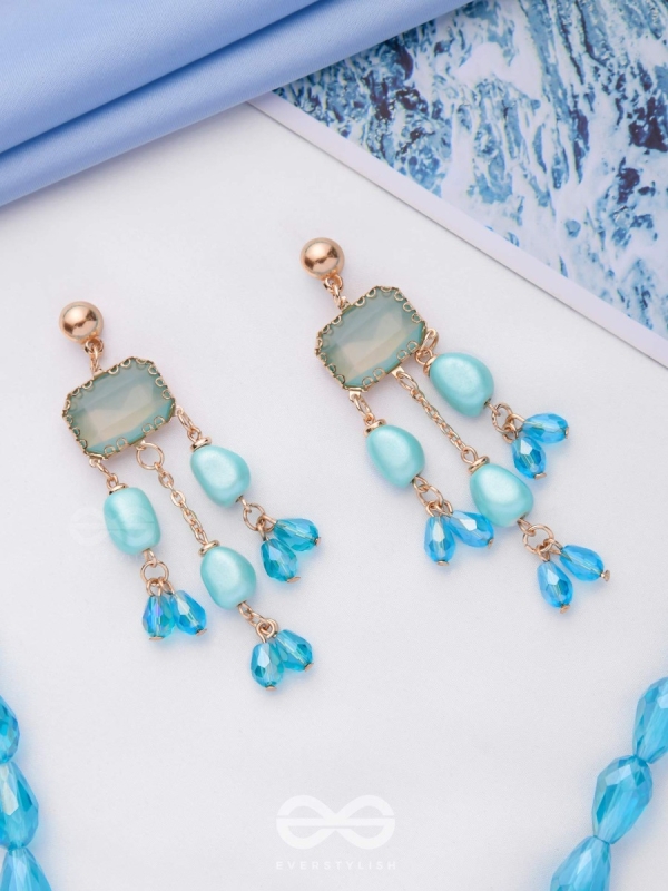 The Sapphire Sprinkle- Golden Embellished Earrings