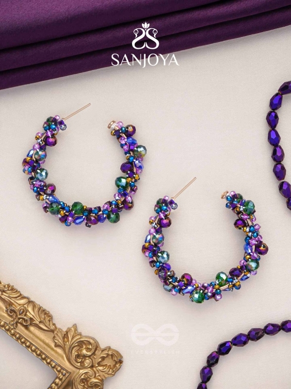 Aarksha- The Radiant Constellation- Glass Beads Embroidered Earrings