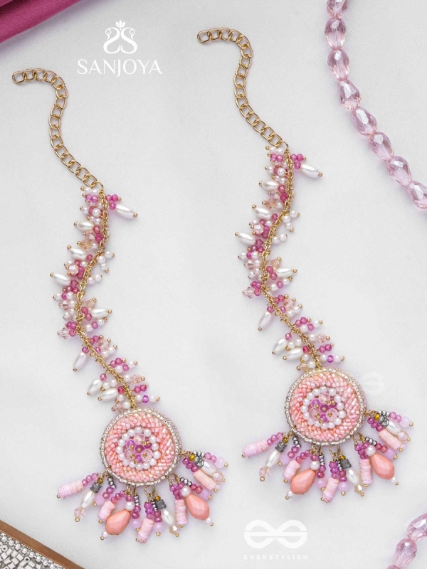 Priyaala- The Flower Vine- Pearls & Sequins Embroidered Chain Earrings