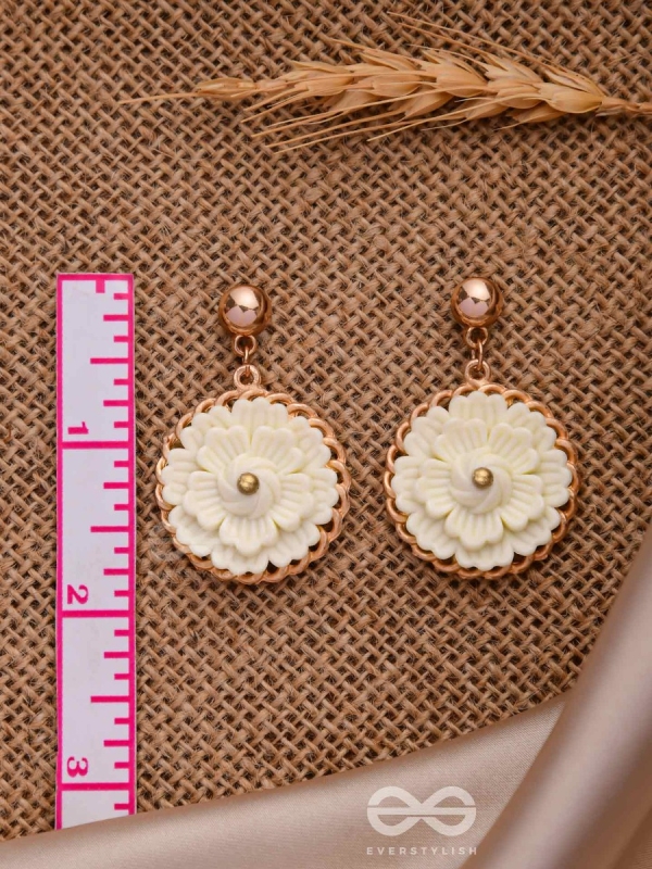 The White Dahlia- Golden Embellished Earrings