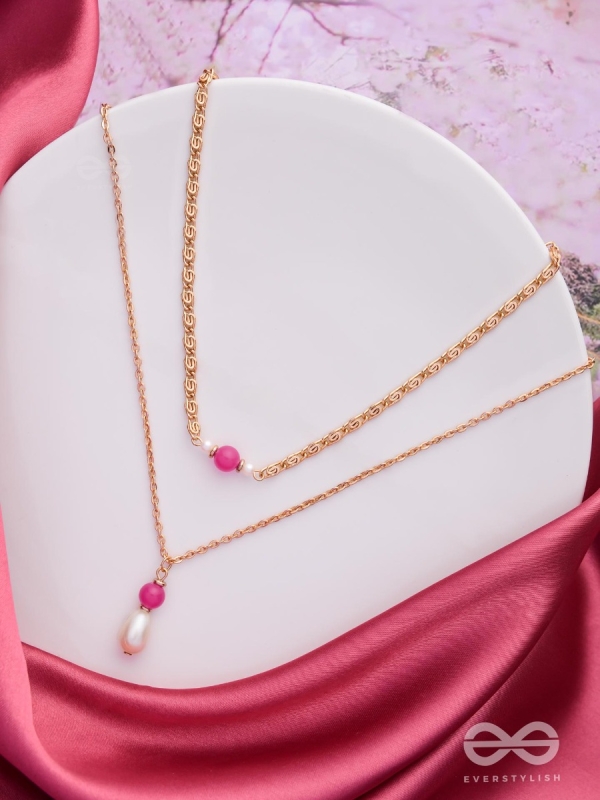 The Cotton Candy- Golden Pearl Layered Necklace
