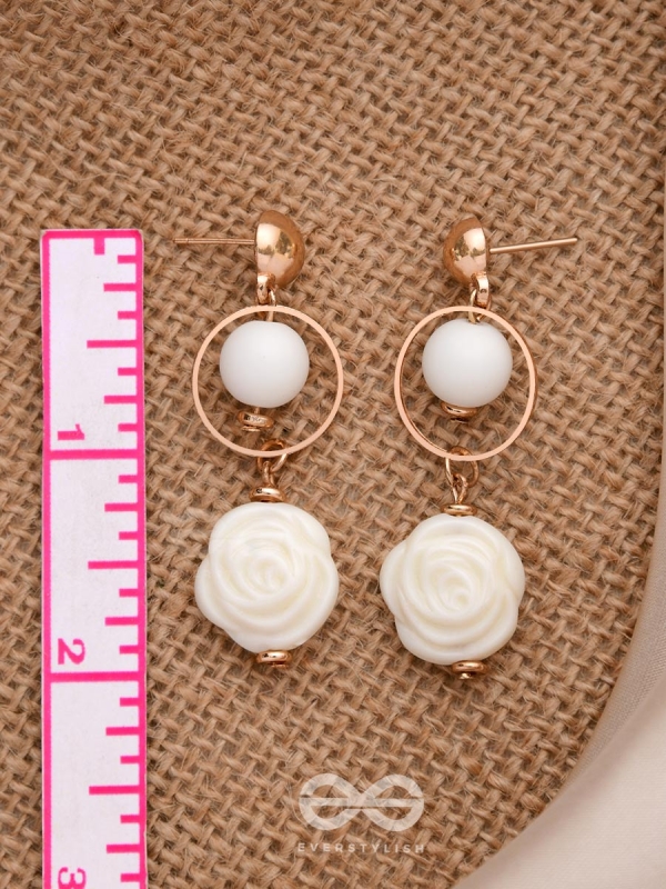 The Snowy Rose- Golden Embellished Earrings