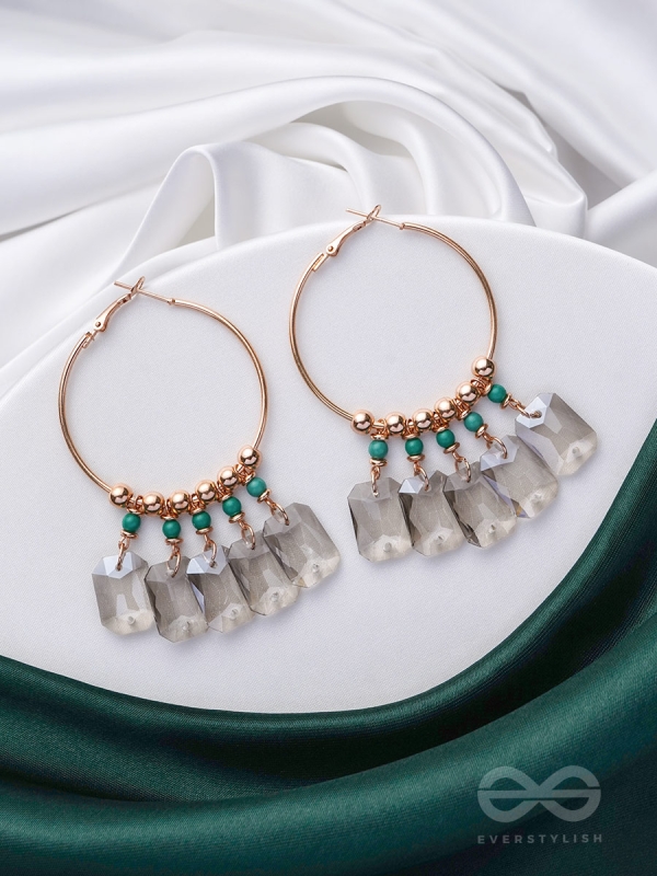 The Ebony Enchantment- Golden Embellished Earrings