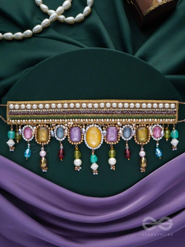 Shikhina- The Bright Lamps- Stones, Sequins & Beads Embroidered Choker Necklace