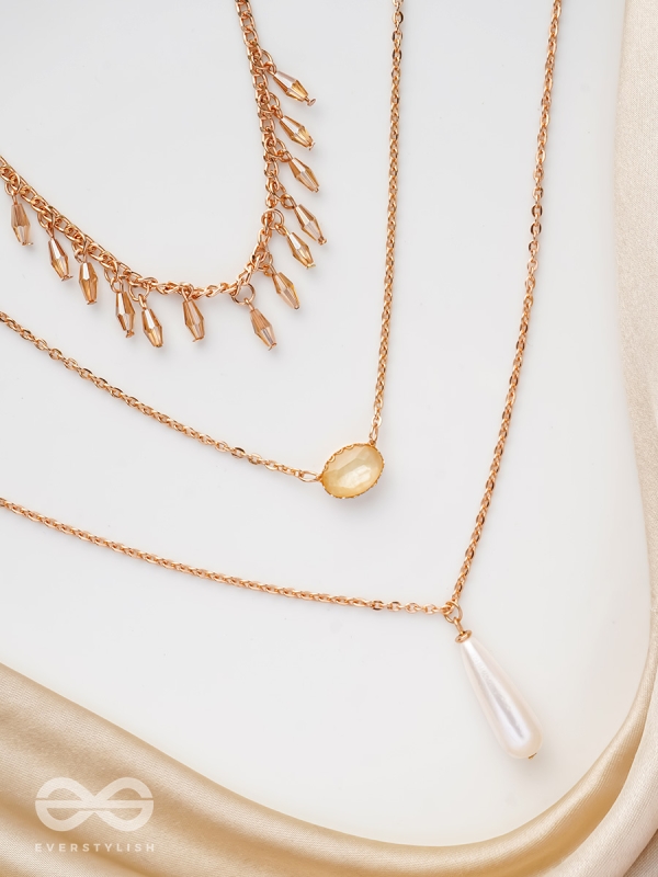 The Reality Stone -  Golden Layered Necklace  With Anti-Tarnish Coating 